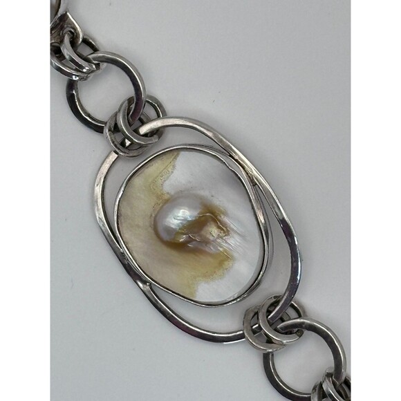 Lapidario Barrera 950 Silver Bracelet – Sculptural Blister Pearl Design - Picture 3 of 12